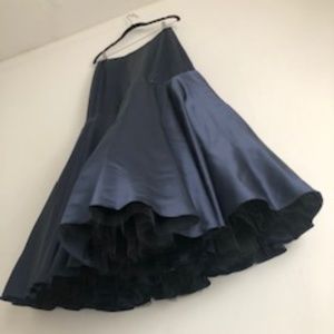 Morgane Le Fay Blue silk gown crinoline skirt